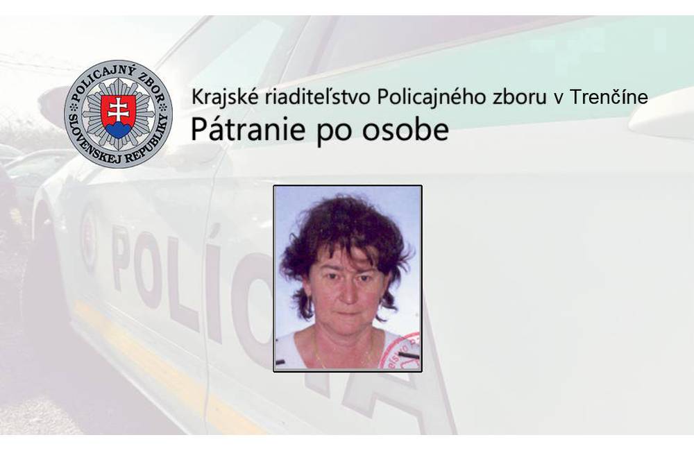 Polícia žiada verejnosť o pomoc pri pátraní po  nezvestnej 58-ročnej Margite Šágovej
