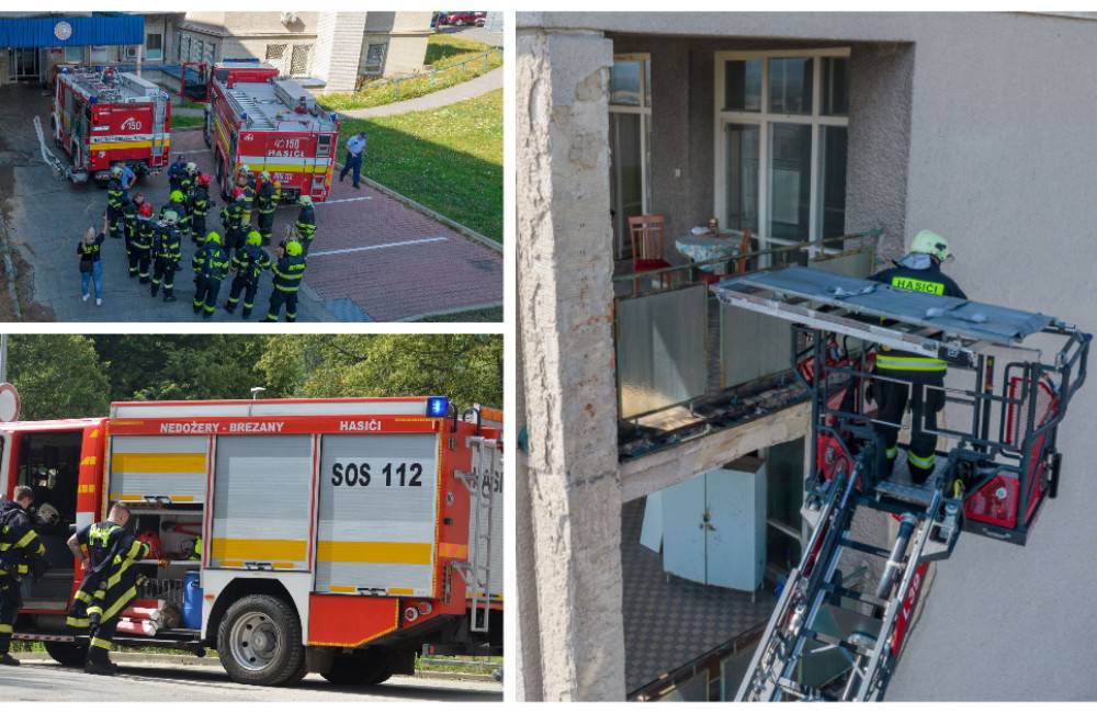 FOTO: Desiatky hasičov predviedlo likvidáciu požiaru na treťom poschodí nemocnice