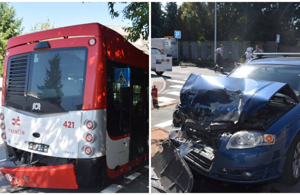 FOTO: Opitý vodič narazil v Trenčíne do autobusu MHD, kvôli alkoholu za volantom bol už raz odsúdený