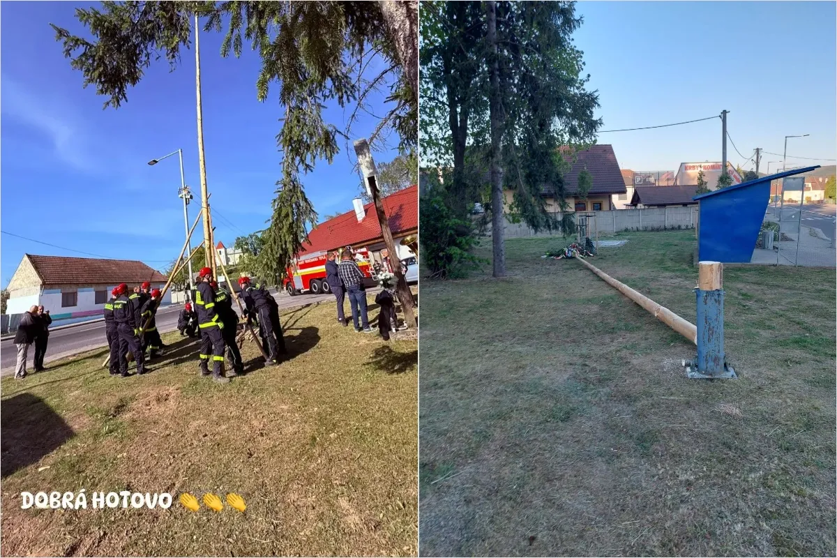 FOTO: Obec v trenčianskom okrese postavila tri máje, jeden z nich neprežil noc. Obecný poslanec pohovorí o vandalizme