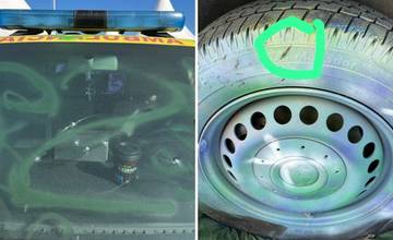 FOTO: Na Pohode tínedžeri poškodili dve sanitky, ktoré pomáhali ukrajinským vojakom