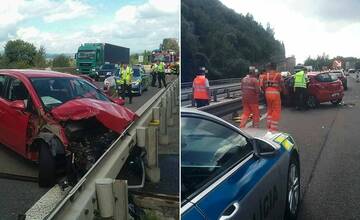 FOTO: Šmykľavá vozovka si vyžiadala aj štvrtú dopravnú nehodu na D1 pri Trenčíne. Vodička narazila do zvodidiel