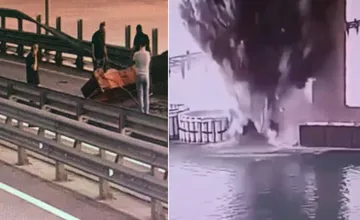 VIDEO: Podvodný útok na Krymský most. Ukrajinská bezpečnostná služba zverejnila záznam explózie pilierov