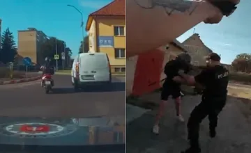 VIDEO: Motorkár v Prievidzi unikal pred políciou pod vplyvom drog. Po havárii sa pokúsil ukryť v garážach