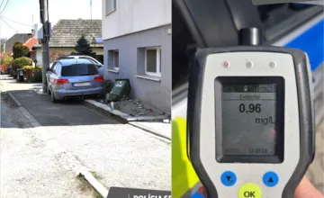 FOTO: Opitý vodič v okrese Trenčín vrazil do plynovej prípojky, nafúkal viac ako dve promile