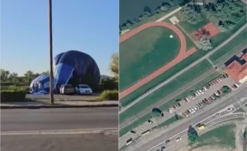 FOTO: Dráma pri pristávaní: Balón skončil na železničnej trati v Trenčíne, v tesnej blízkosti frekventovanej cesty