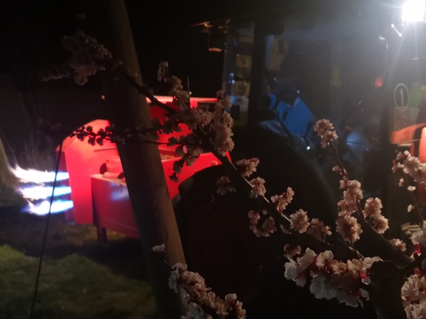 FOTO: Do ochrany úrody pred mrazom nasadili ovocinári aj moderné technológie. V sade horeli ohne a lietali drony, foto 11