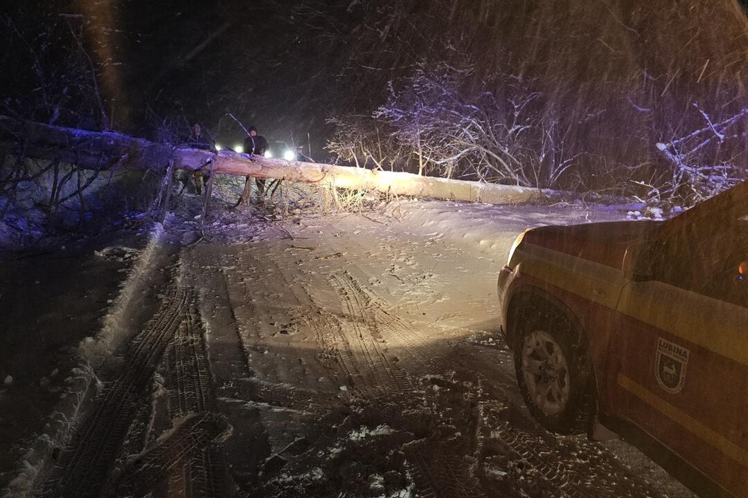 FOTO: Spadnutý strom uväznil niekoľko ľudí na ceste z Veľkej Javoriny. Vyslobodiť ich museli hasiči, foto 5
