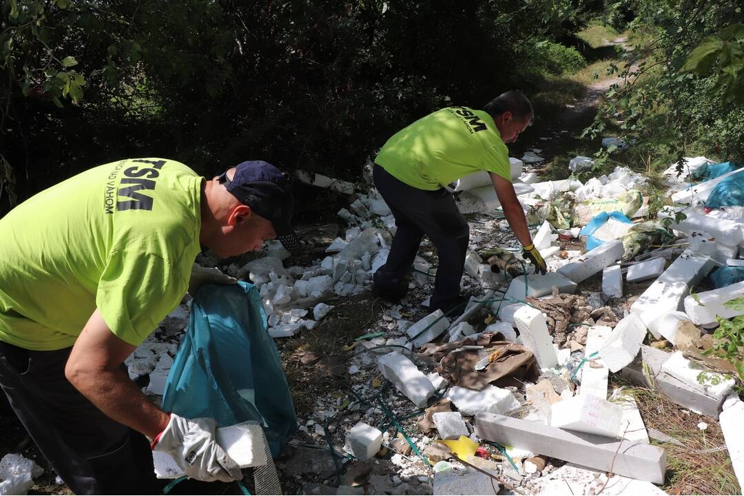 FOTO: Nelegálna skládka pri diaľnici v Dubnici nad Váhom. Odstránili ju pracovníci mesta, foto 4