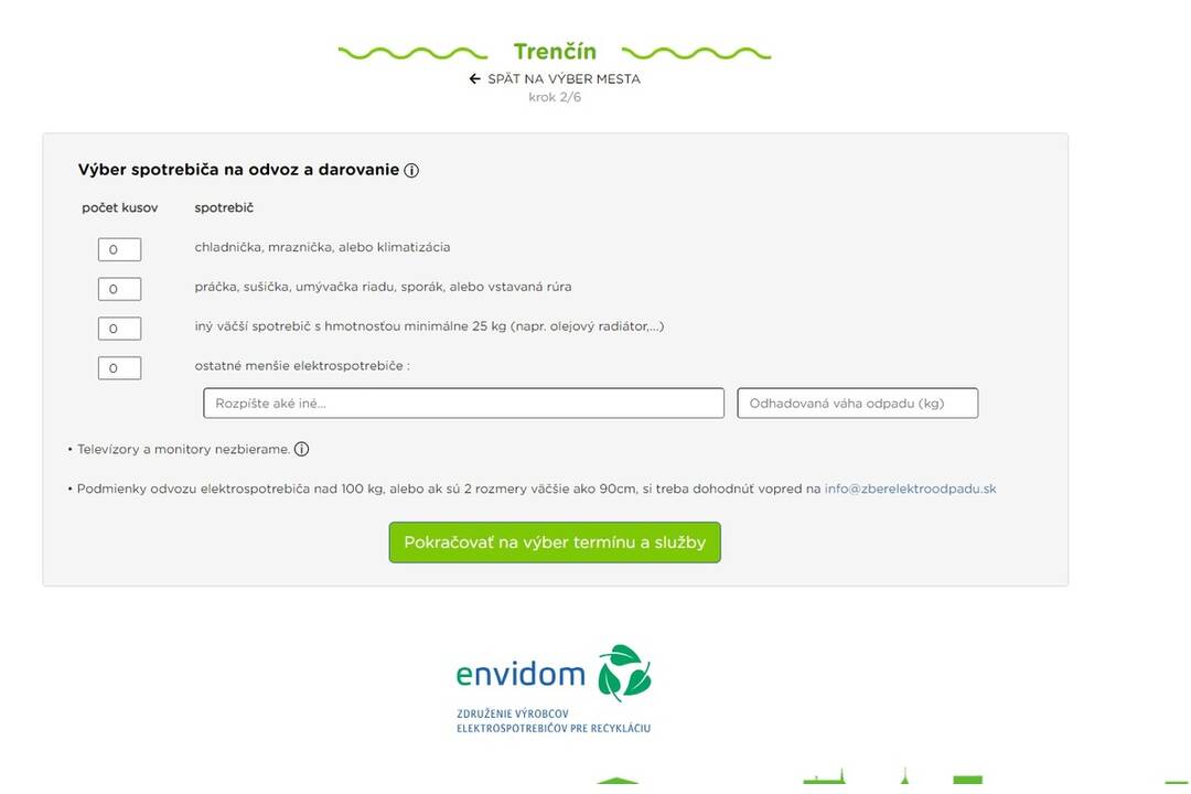 FOTO: Formulár na registráciu odvozu elektroodpadu, foto 1