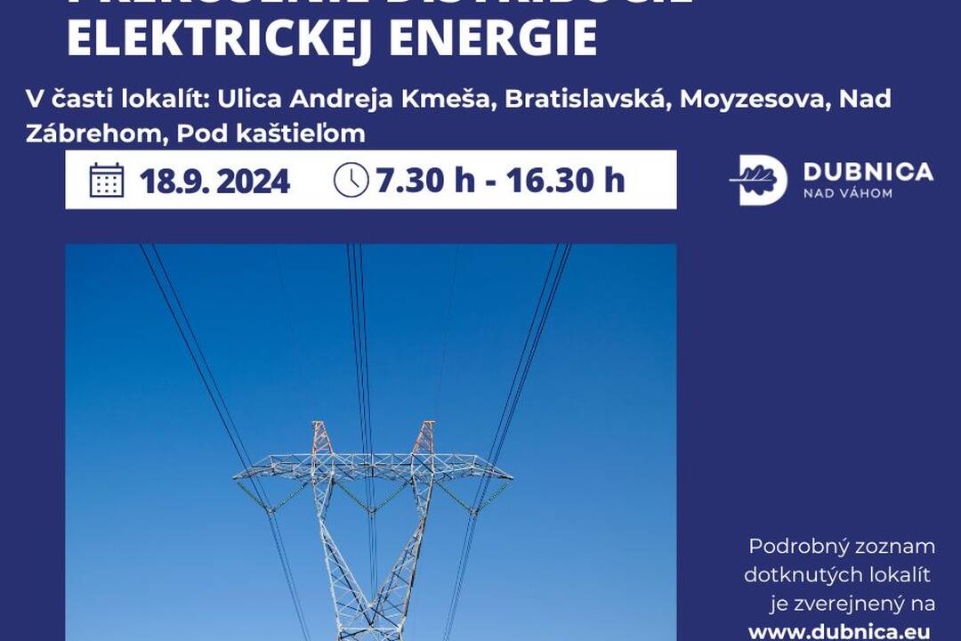 FOTO: Dubničania budú bez elektrickej energie takmer celý deň, foto 1