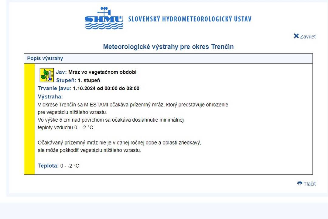 FOTO: Nočné teploty môžu klesnúť lokálne pod bod mrazu, foto 1