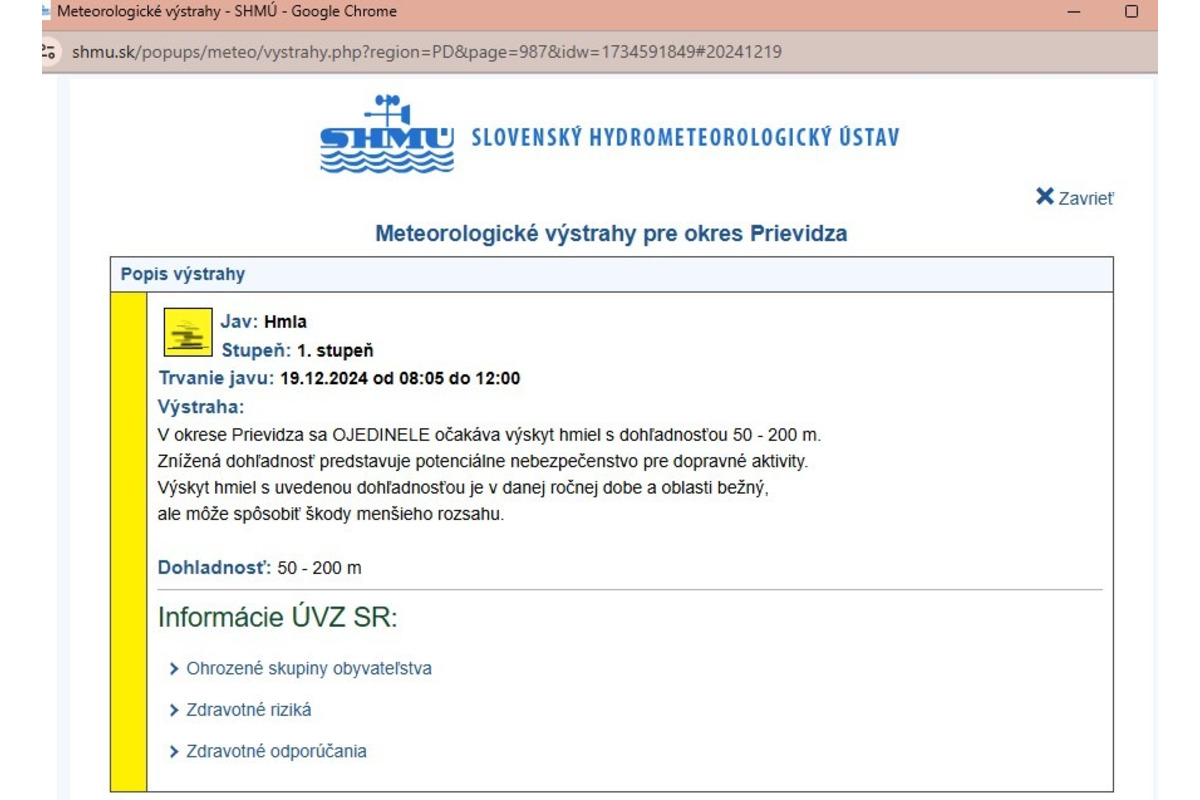 FOTO: Dnes môžete očakávať zlú viditeľnosť vo viacerých okresoch trenčianskeho kraja, foto 1