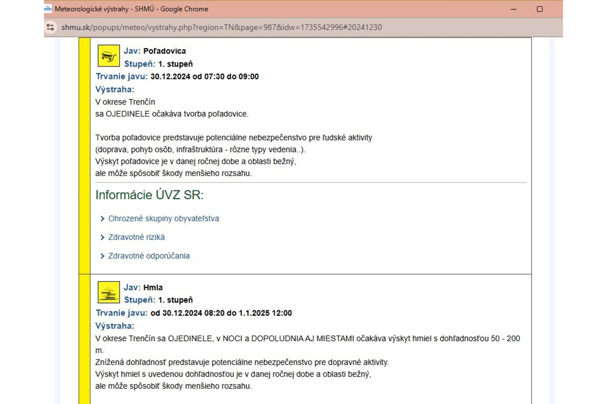 FOTO: Pre obyvateľov Trenčianskeho kraja platia meteorologické výstrahy , foto 2