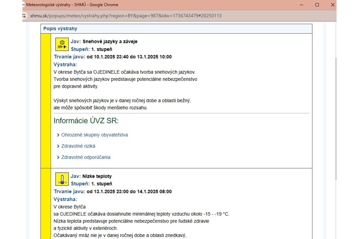 FOTO: SHMU varuje pred silnými mrazmi v Trenčianskom kraji, foto 1