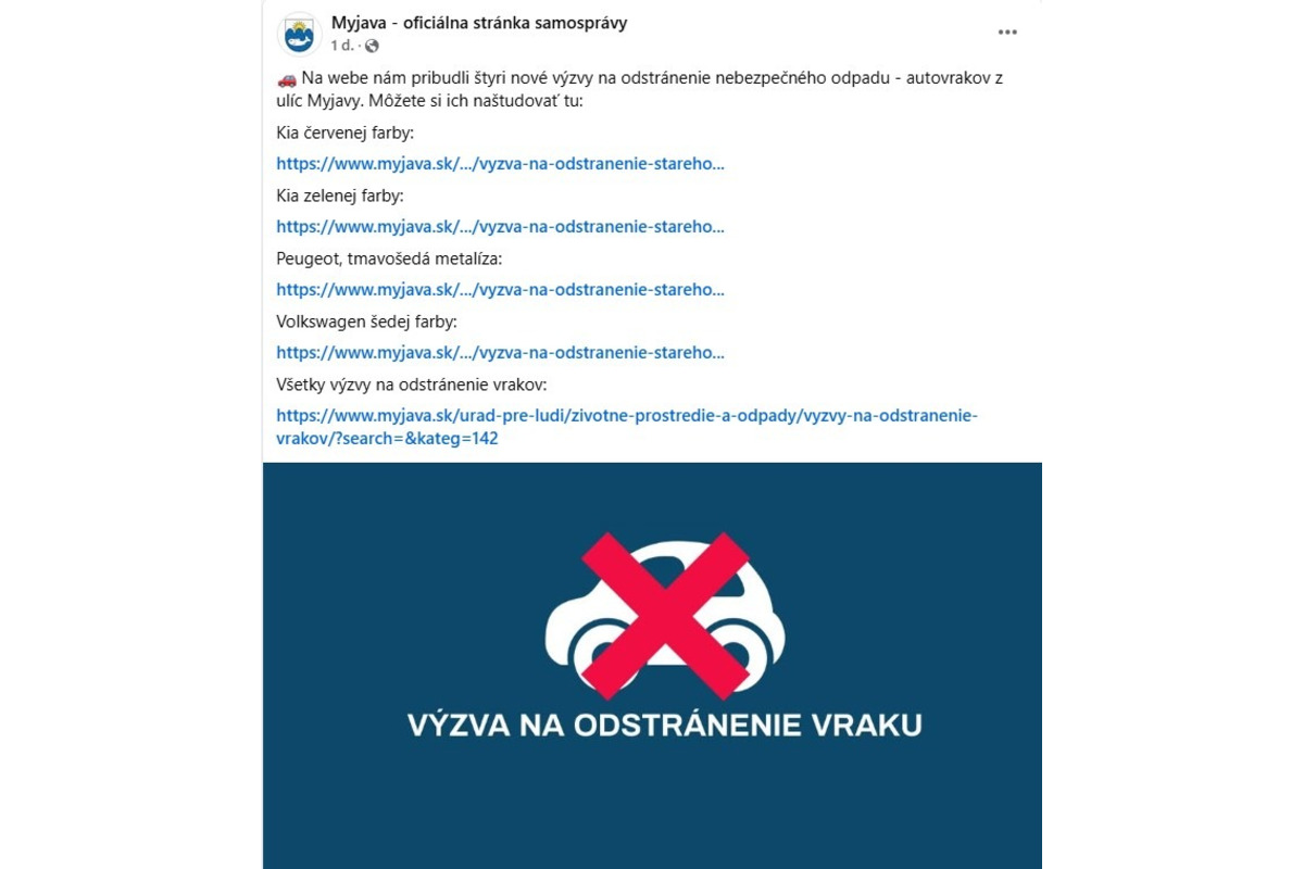 FOTO: Obyvatelia Myjavy dostali výzvu na odstránenie vrakov z ulíc mesta, foto 3