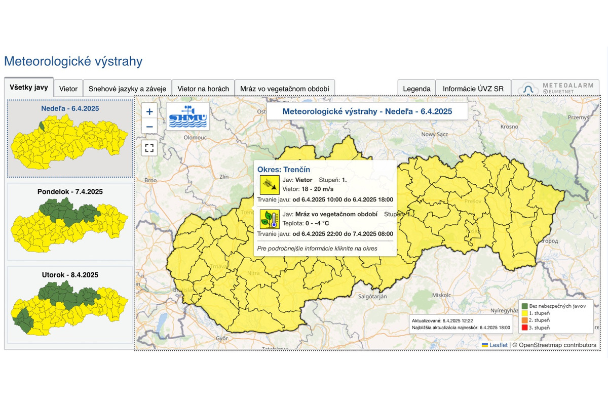 FOTO: Zmena počasia priniesla výstrahy pre Trenčiansky kraj, očakávajte aj mráz, foto 2