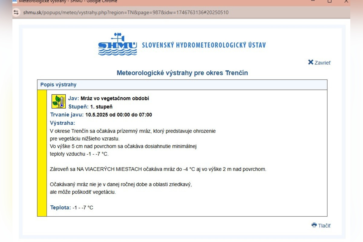 FOTO: Záhradkári budú v strehu, do Trenčianskeho kraja sa vracia mráz , foto 1