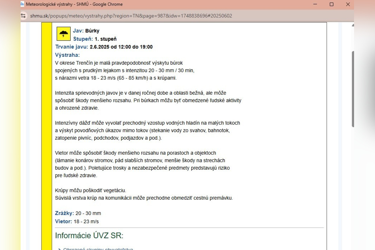 FOTO: Obyvateľov Trenčianskeho kraja dnes potrápia silné búrky , foto 1