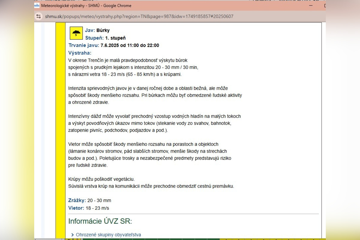 FOTO: Obyvateľov Trenčianskeho kraja potrápia cez víkend burky aj dážď , foto 1