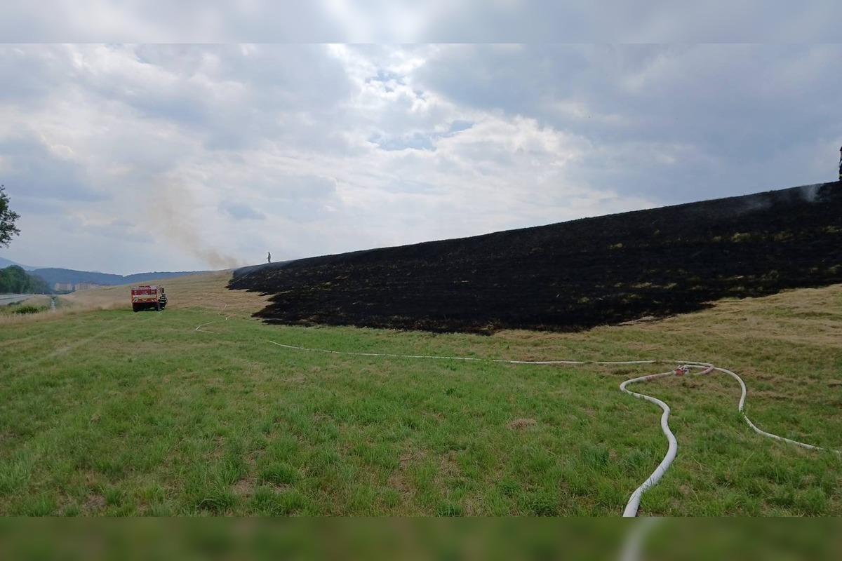 FOTO: Hasiči rýchlo zasiahli pri požiari trávnatého porastu v Opatovej, foto 2