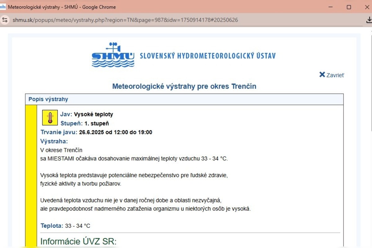 FOTO: V Trenčianskom kraji bude dnes horúco a večer očakávame intenzívne búrky, foto 2