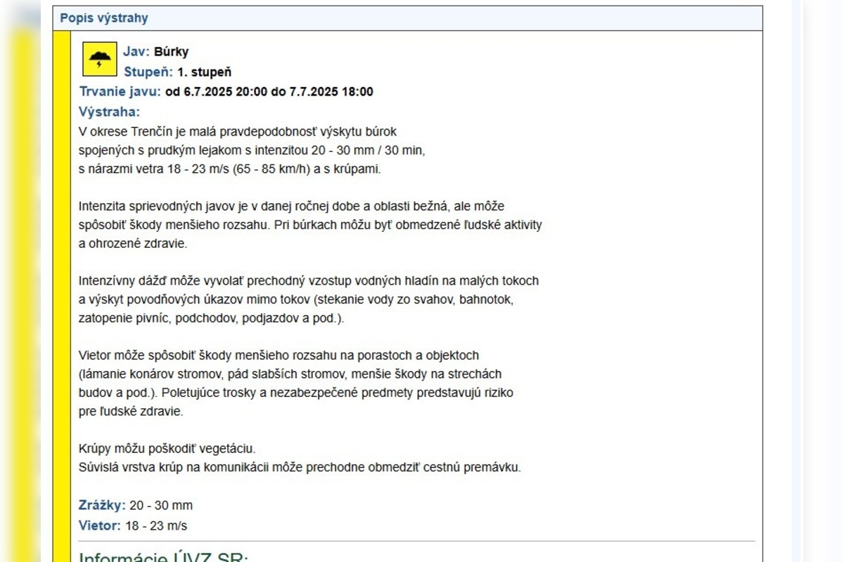 FOTO: V Trenčianskom kraji hrozia aj dnes búrky , foto 1