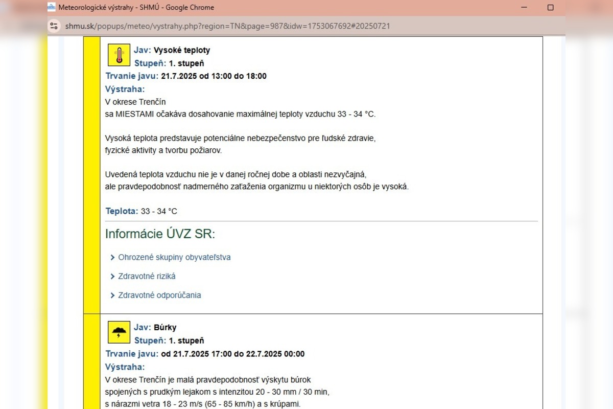 FOTO: Dnes zasiahnu Trenčiansky kraj búrky aj horúčavy , foto 2