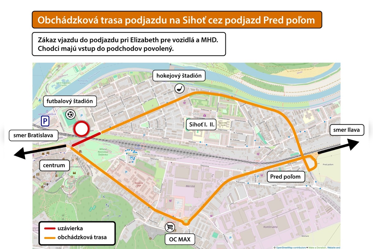 FOTO: Uzávierka v centre Trenčína, budú obchádzky pre autá, aj nové trasy autobusov, foto 3