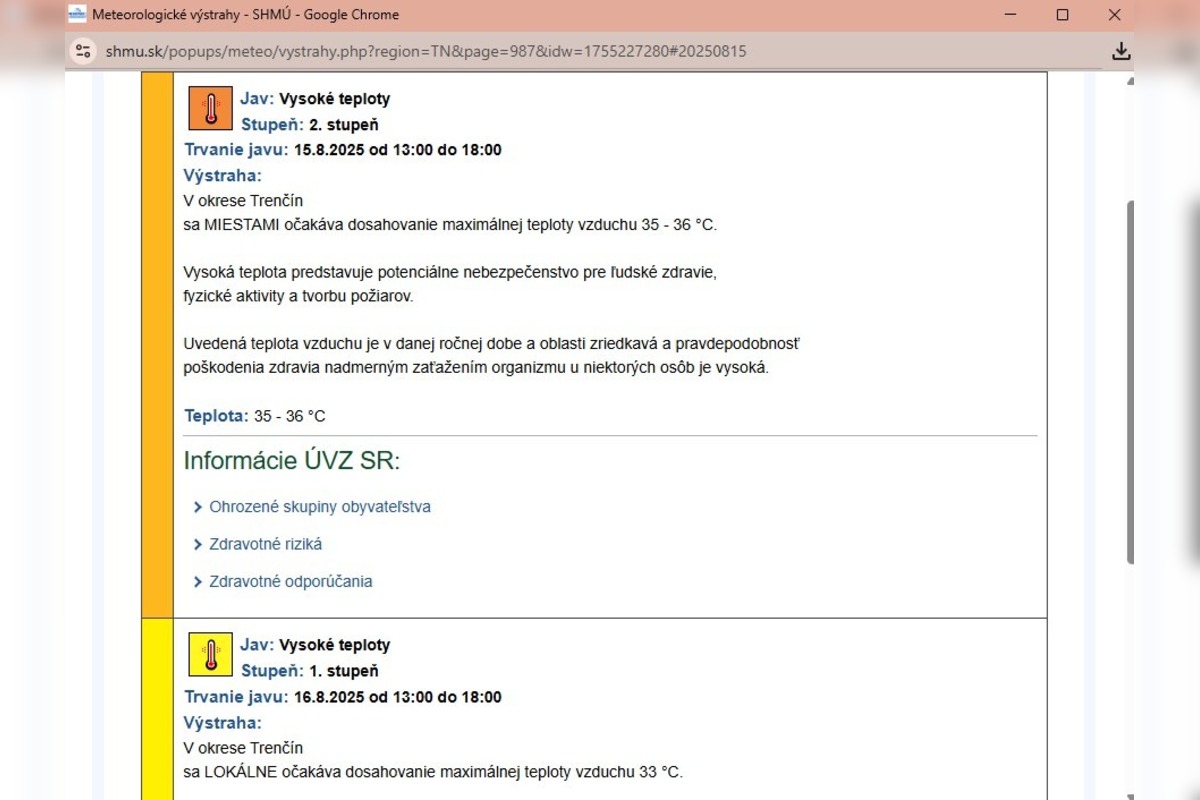 FOTO: Trenčiansky kraj čaká horúci víkend, ochladenie príde až v nedeľu , foto 1