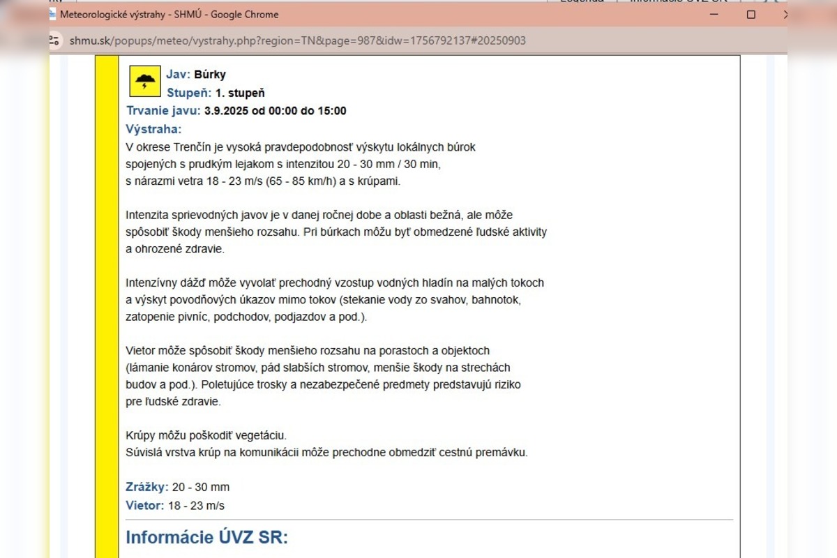 FOTO: Trenčiansky kraj zasiahnu intenzívne búrky s krúpami a nárazovým vetrom , foto 1
