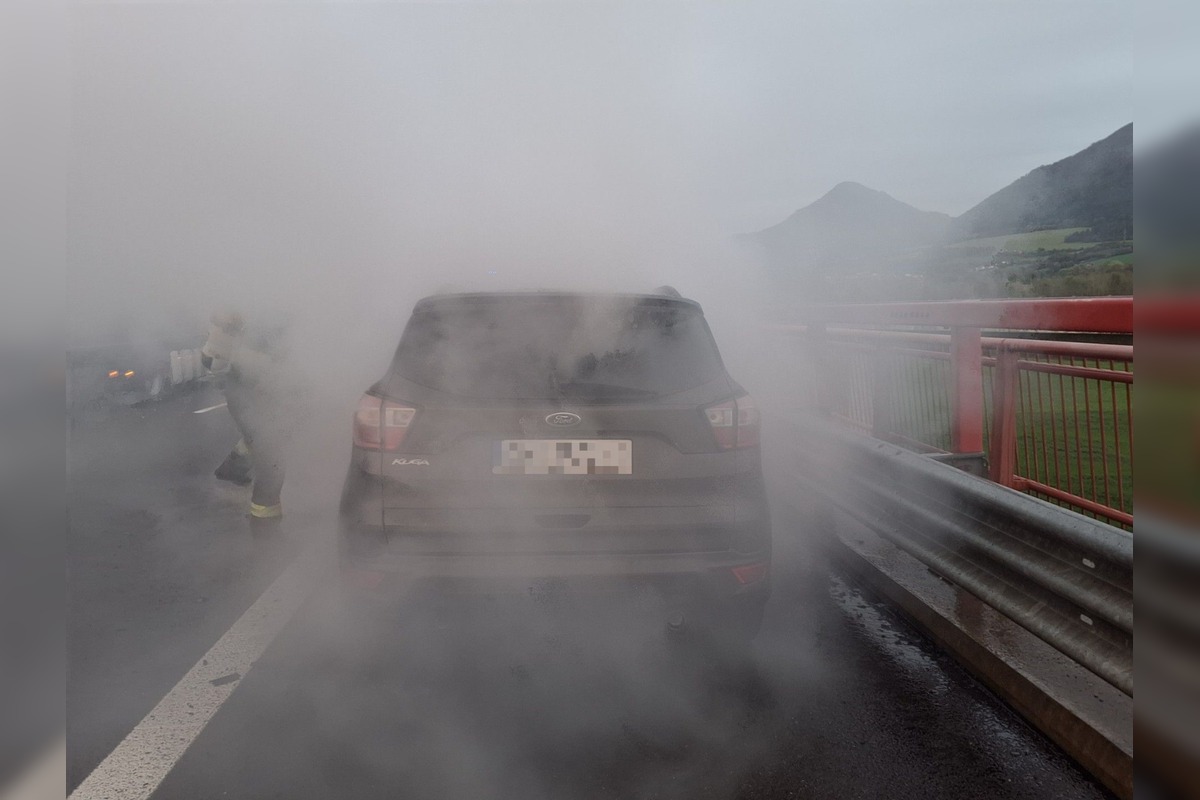 FOTO: Na diaľnici pri Považskej Bystrici horelo auto, vodič a spolujazdec sú v poriadku, foto 1