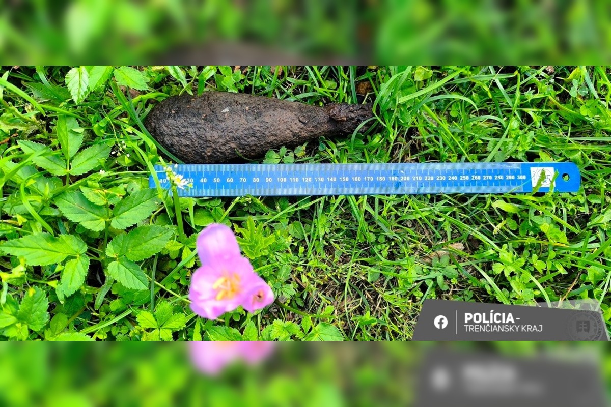 FOTO: V lesoch pri Melčiciach-Lieskovom našli hubári počas hubačky delostrelecký granát, foto 2