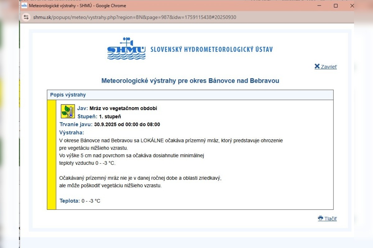 FOTO: V noci hrozia v našom kraji prvé prízemné mrazy , foto 1