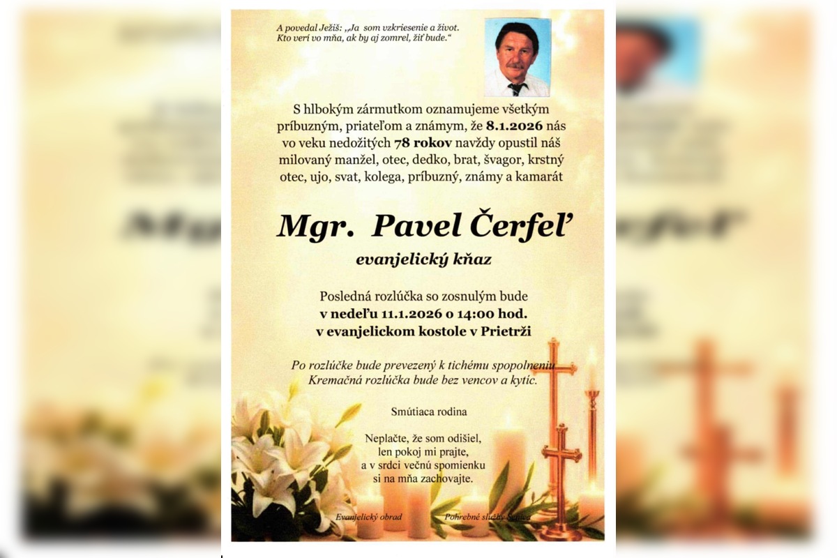 FOTO: Zomrel evanjelický farár Pavel Čerfeľ, foto 1