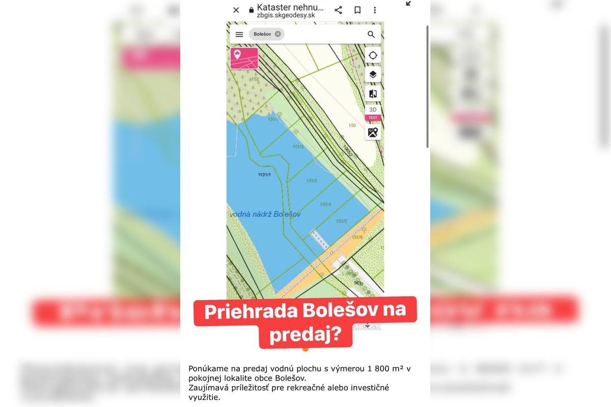 FOTO: V Bolešove predávajú časť priehrady, foto 1