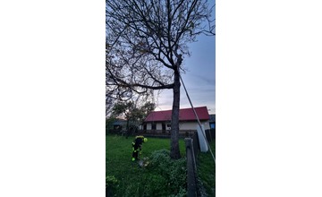 FOTO: Domino zamestnal v Ladcoch dobrovoľných hasičov. Záchranná akcia vysoko nad zemou 