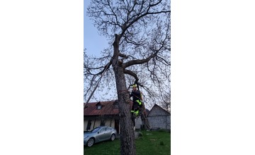 FOTO: Domino zamestnal v Ladcoch dobrovoľných hasičov. Záchranná akcia vysoko nad zemou 