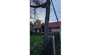 FOTO: Domino zamestnal v Ladcoch dobrovoľných hasičov. Záchranná akcia vysoko nad zemou 