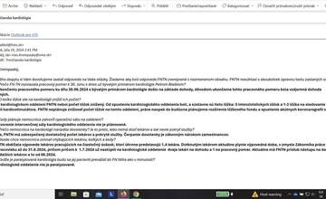 FOTO: Fakultná nemocnica v Trenčíne zverejnila komunikáciu s novinárom Denníka Sme