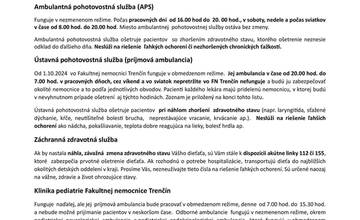 FOTO: Nemocnica zverejnila zoznam, kam budú presmerovaní pacienti