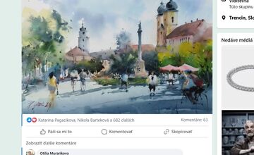 FOTO: Obraz zachytáva krásny akvarel Mierového námestia v Trenčíne