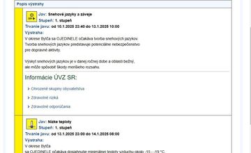 FOTO: SHMU varuje pred silnými mrazmi v Trenčianskom kraji