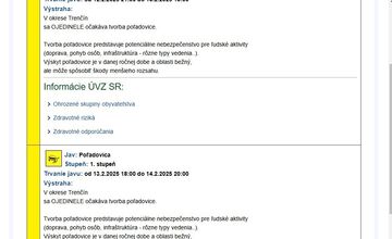 FOTO:  Obyvatelia Trenčianskeho kraja by mali byť dnes opatrní, na území kraja hrozí poľadovica 