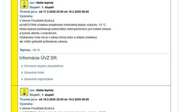 FOTO: V Trenčianskom kraji platí výstraha pred silným mrazom