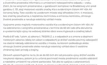 FOTO: Obyvatelia Myjavy dostali výzvu na odstránenie vrakov z ulíc mesta