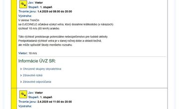 FOTO: V Trenčianskom kraji platí dnes výstraha pred silným vetrom