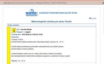 FOTO: V Trenčianskom kraji bude dnes horúco a večer očakávame intenzívne búrky