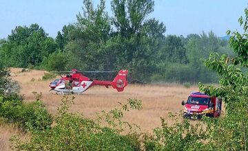 FOTO: Požiar teplovzdušného balóna v obci Bolešov