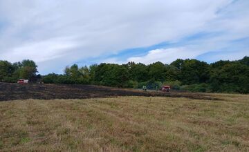 FOTO: Lúku pri železničnej trati v Starej Turej zachvátil požiar, príčina je zatiaľ neznáma